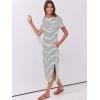 image:imageANRABESS Womens Midi DressSummer Long Tshirts DressesShort Sleeve Split StripeComfy Travel Beach Vacation Casual WearWhite Black Stripe