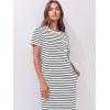 image:imageANRABESS Womens Midi DressSummer Long Tshirts DressesShort Sleeve Split StripeComfy Travel Beach Vacation Casual WearWhite Black Stripe