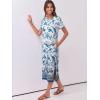 image:imageANRABESS Womens Midi DressSummer Long Tshirts DressesShort Sleeve Split StripeComfy Travel Beach Vacation Casual WearWhite Blue Floral