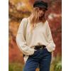image:imageANRABESS Womens Oversized Casual Loose Slouchy Scoop V Neck Batwing Long Sleeve Knit 2025 Fall Pullover SweatersBeige