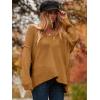 image:imageANRABESS Womens Oversized Casual Loose Slouchy Scoop V Neck Batwing Long Sleeve Knit 2025 Fall Pullover SweatersCamel