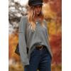 image:imageANRABESS Womens Oversized Casual Loose Slouchy Scoop V Neck Batwing Long Sleeve Knit 2025 Fall Pullover SweatersDark Gray