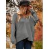 image:imageANRABESS Womens Oversized Casual Loose Slouchy Scoop V Neck Batwing Long Sleeve Knit 2025 Fall Pullover SweatersDark Gray