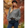 image:imageANRABESS Womens Oversized Casual Loose Slouchy Scoop V Neck Batwing Long Sleeve Knit 2025 Fall Pullover SweatersDark Gray