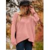image:imageANRABESS Womens Oversized Casual Loose Slouchy Scoop V Neck Batwing Long Sleeve Knit 2025 Fall Pullover SweatersPink