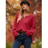image:imageANRABESS Womens Oversized Casual Loose Slouchy Scoop V Neck Batwing Long Sleeve Knit 2025 Fall Pullover SweatersRed