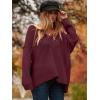 image:imageANRABESS Womens Oversized Casual Loose Slouchy Scoop V Neck Batwing Long Sleeve Knit 2025 Fall Pullover SweatersWine Red