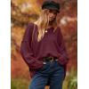 image:imageANRABESS Womens Oversized Casual Loose Slouchy Scoop V Neck Batwing Long Sleeve Knit 2025 Fall Pullover SweatersWine Red