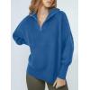 image:imageANRABESS Womens Oversized Fashion Long Sleeve Quarter Zip Baggy Loose Slouchy Sweater Pullover Tops 2025 Fall OutfitsBlue