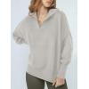 image:imageANRABESS Womens Oversized Fashion Long Sleeve Quarter Zip Baggy Loose Slouchy Sweater Pullover Tops 2025 Fall OutfitsGray