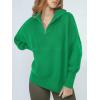 image:imageANRABESS Womens Oversized Fashion Long Sleeve Quarter Zip Baggy Loose Slouchy Sweater Pullover Tops 2025 Fall OutfitsGreen