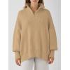 image:imageANRABESS Womens Oversized Fashion Long Sleeve Quarter Zip Baggy Loose Slouchy Sweater Pullover Tops 2025 Fall OutfitsKhaki