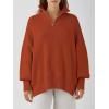 image:imageANRABESS Womens Oversized Fashion Long Sleeve Quarter Zip Baggy Loose Slouchy Sweater Pullover Tops 2025 Fall OutfitsRust