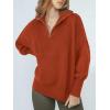 image:imageANRABESS Womens Oversized Fashion Long Sleeve Quarter Zip Baggy Loose Slouchy Sweater Pullover Tops 2025 Fall OutfitsRust