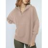 image:imageANRABESS Womens Oversized Fashion Long Sleeve Quarter Zip Baggy Loose Slouchy Sweater Pullover Tops 2025 Fall OutfitsSand