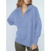 image:imageANRABESS Womens Oversized Fashion Long Sleeve Quarter Zip Baggy Loose Slouchy Sweater Pullover Tops 2025 Fall OutfitsSky Blue
