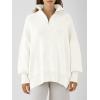 image:imageANRABESS Womens Oversized Fashion Long Sleeve Quarter Zip Baggy Loose Slouchy Sweater Pullover Tops 2025 Fall OutfitsWhite