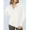 image:imageANRABESS Womens Oversized Fashion Long Sleeve Quarter Zip Baggy Loose Slouchy Sweater Pullover Tops 2025 Fall OutfitsWhite