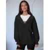 image:imageANRABESS Womens Oversized Sweatshirt Long Sleeve Henley Pullover Tops 2026 Spring Casual Button Loose Fit Teens OutfitsBlack