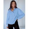 image:imageANRABESS Womens Oversized Sweatshirt Long Sleeve Henley Pullover Tops 2026 Spring Casual Button Loose Fit Teens OutfitsBright Blue
