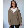 image:imageANRABESS Womens Oversized Sweatshirt Long Sleeve Henley Pullover Tops 2026 Spring Casual Button Loose Fit Teens OutfitsBrown