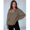 image:imageANRABESS Womens Oversized Sweatshirt Long Sleeve Henley Pullover Tops 2026 Spring Casual Button Loose Fit Teens OutfitsBrown