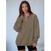 image:imageANRABESS Womens Oversized Sweatshirt Long Sleeve Henley Pullover Tops 2026 Spring Casual Button Loose Fit Teens OutfitsBrown