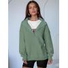 image:imageANRABESS Womens Oversized Sweatshirt Long Sleeve Henley Pullover Tops 2026 Spring Casual Button Loose Fit Teens OutfitsGreen