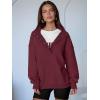 image:imageANRABESS Womens Oversized Sweatshirt Long Sleeve Henley Pullover Tops 2026 Spring Casual Button Loose Fit Teens OutfitsWine Red
