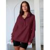 image:imageANRABESS Womens Oversized Sweatshirt Long Sleeve Henley Pullover Tops 2026 Spring Casual Button Loose Fit Teens OutfitsWine Red