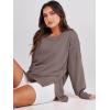 image:imageANRABESS Womens Oversized Sweatshirts Crew Neck Long Sleeve Shirts Casual Loose Slit 2025 Fall Outfits Y2K Teen Girls ClothesBrown