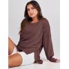 image:imageANRABESS Womens Oversized Sweatshirts Crew Neck Long Sleeve Shirts Casual Loose Slit 2025 Fall Outfits Y2K Teen Girls ClothesCoffee