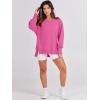 image:imageANRABESS Womens Oversized Sweatshirts Crew Neck Long Sleeve Shirts Casual Loose Slit 2025 Fall Outfits Y2K Teen Girls ClothesHot Pink