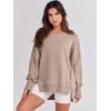 image:imageANRABESS Womens Oversized Sweatshirts Crew Neck Long Sleeve Shirts Casual Loose Slit 2025 Fall Outfits Y2K Teen Girls ClothesKhaki