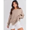 image:imageANRABESS Womens Oversized Sweatshirts Crew Neck Long Sleeve Shirts Casual Loose Slit 2025 Fall Outfits Y2K Teen Girls ClothesKhaki