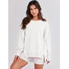 image:imageANRABESS Womens Oversized Sweatshirts Crew Neck Long Sleeve Shirts Casual Loose Slit 2025 Fall Outfits Y2K Teen Girls ClothesWhite