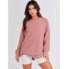 image:imageANRABESS Womens Oversized Sweatshirts Crewneck Long Sleeve Tunic Pullover Shirts Side Zipper Hoodies 2026 Spring ClothesDark Pink