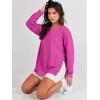 image:imageANRABESS Womens Oversized Sweatshirts Crewneck Long Sleeve Tunic Pullover Shirts Side Zipper Hoodies 2026 Spring ClothesHot Pink