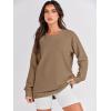 image:imageANRABESS Womens Oversized Sweatshirts Crewneck Long Sleeve Tunic Pullover Shirts Side Zipper Hoodies 2026 Spring ClothesKhaki