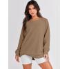 image:imageANRABESS Womens Oversized Sweatshirts Crewneck Long Sleeve Tunic Pullover Shirts Side Zipper Hoodies 2026 Spring ClothesKhaki