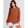 image:imageANRABESS Womens Oversized Sweatshirts Crewneck Long Sleeve Tunic Pullover Shirts Side Zipper Hoodies 2026 Spring ClothesRust