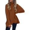 image:imageANRABESS Womens Oversized Turtleneck Batwing Long Sleeve Casual Cozy Baggy Knit Pullover Tunic Sweater 2025 Fall OutfitsCaramel