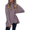 image:imageANRABESS Womens Oversized Turtleneck Batwing Long Sleeve Casual Cozy Baggy Knit Pullover Tunic Sweater 2025 Fall OutfitsDark Purple