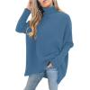 image:imageANRABESS Womens Oversized Turtleneck Batwing Long Sleeve Casual Cozy Baggy Knit Pullover Tunic Sweater 2025 Fall OutfitsDenim Blue