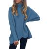 image:imageANRABESS Womens Oversized Turtleneck Batwing Long Sleeve Casual Cozy Baggy Knit Pullover Tunic Sweater 2025 Fall OutfitsDenim Blue