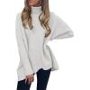 image:imageANRABESS Womens Oversized Turtleneck Batwing Long Sleeve Casual Cozy Baggy Knit Pullover Tunic Sweater 2025 Fall OutfitsGrey