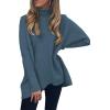 image:imageANRABESS Womens Oversized Turtleneck Batwing Long Sleeve Casual Cozy Baggy Knit Pullover Tunic Sweater 2025 Fall OutfitsIndigo