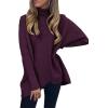image:imageANRABESS Womens Oversized Turtleneck Batwing Long Sleeve Casual Cozy Baggy Knit Pullover Tunic Sweater 2025 Fall OutfitsPurple