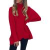 image:imageANRABESS Womens Oversized Turtleneck Batwing Long Sleeve Casual Cozy Baggy Knit Pullover Tunic Sweater 2025 Fall OutfitsRed