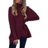 image:imageANRABESS Womens Oversized Turtleneck Batwing Long Sleeve Casual Cozy Baggy Knit Pullover Tunic Sweater 2025 Fall OutfitsWine Red